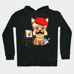 Funny yorkshire terrier is a painter Hoodie